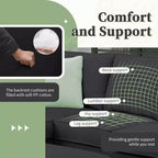 Whisen Minimalist Style L-shaped Modular Sectional Sofa, Living Room Set Includes Ottoman and Pillows