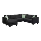 Whisen Minimalist Style L-shaped Modular Sectional Sofa, Living Room Set Includes Ottoman and Pillows
