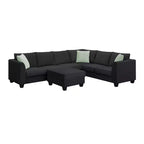 Whisen Minimalist Style L-shaped Modular Sectional Sofa, Living Room Set Includes Ottoman and Pillows