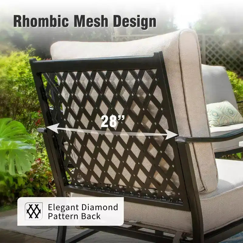 Captiva Designs 4PCS Patio Outdoor Conversation Fire Pit Set with Swivel Armchairs for Garden, Poolside, Backyard