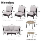 Captiva Designs 8pc Outdoor Half-Moon Sectional Patio Conversation Sets with 2 Round Table for Garden, Poolside, Balcony, Backyard