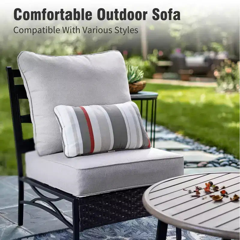 Captiva Designs 8pc Outdoor Half-Moon Sectional Patio Conversation Sets with 2 Round Table for Garden, Poolside, Balcony, Backyard