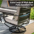 Captiva Designs 4 PCS Metal Patio Furniture Conversation Set with Swivel Armchairs for Garden Porch Backyard