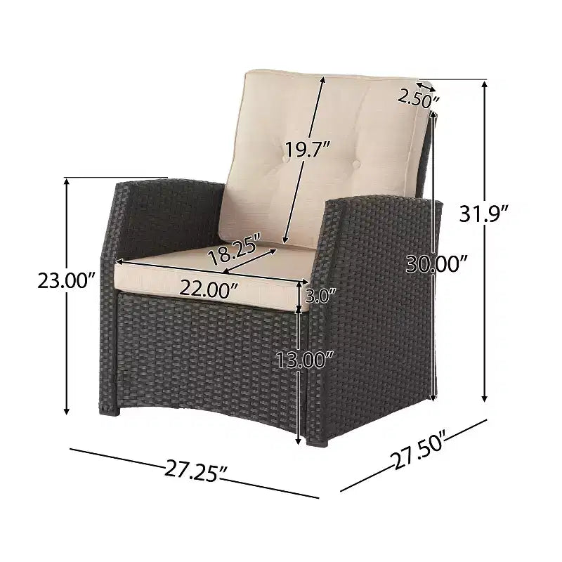 Christopher Knight Home Mawbey Outdoor Wicker 5 Piece Club Chair and Fire Pit Set with Cushions