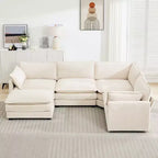 Modern 113.4''D*79.13''W Oversized Corduroy Modular 5-Seat Sectional Sofa Set with Ottoman U Shaped Sofa Couch with Corner Sofa,HYLEORY