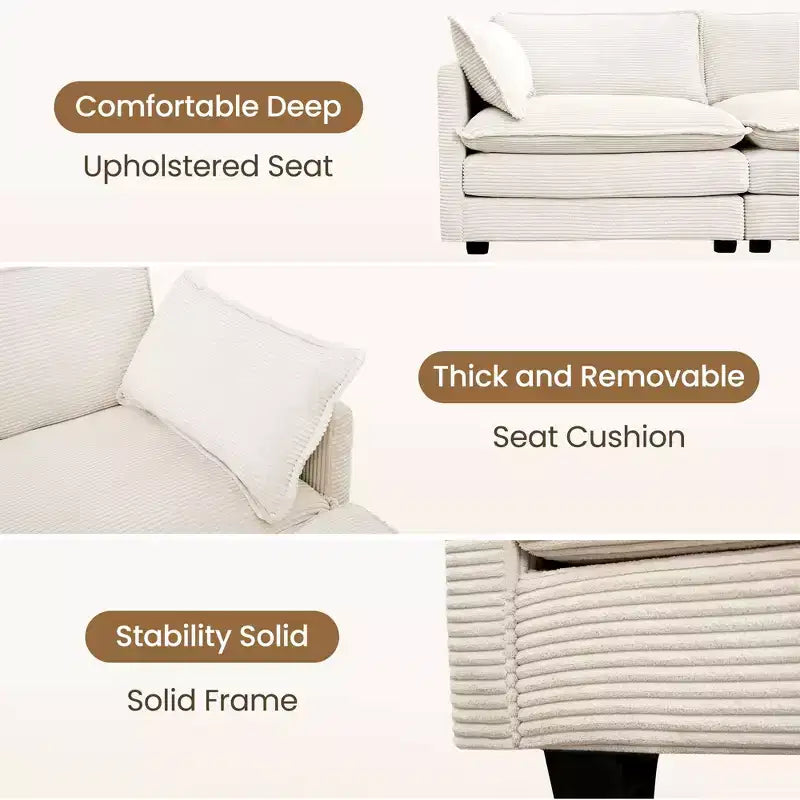 Modern 113.4''D*79.13''W Oversized Corduroy Modular 5-Seat Sectional Sofa Set with Ottoman U Shaped Sofa Couch with Corner Sofa,HYLEORY