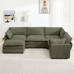 Modern 113.4''D*79.13''W Oversized Corduroy Modular 5-Seat Sectional Sofa Set with Ottoman U Shaped Sofa Couch with Corner Sofa,HYLEORY