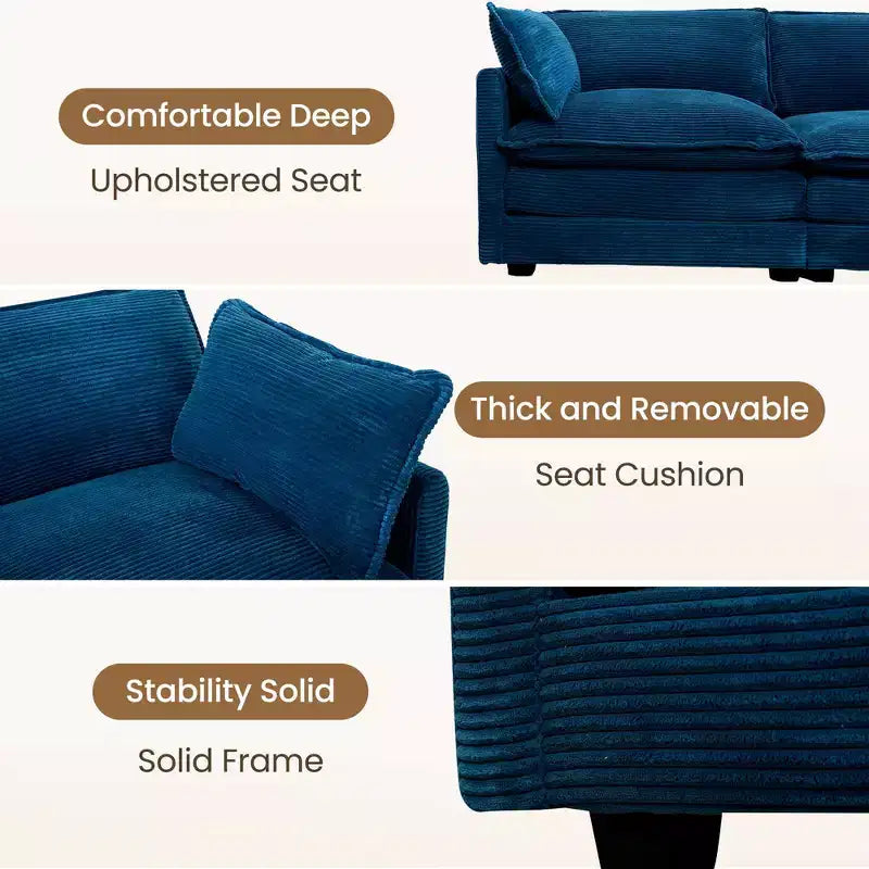 Modern 113.4''D*79.13''W Oversized Corduroy Modular 5-Seat Sectional Sofa Set with Ottoman U Shaped Sofa Couch with Corner Sofa,HYLEORY