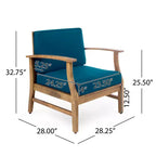 Christopher Knight Home Havana Outdoor Acacia Wood 5 Piece Club Chair and Fire Pit Set with Cushions