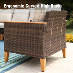 Captiva Designs 8pc Outdoor Wicker Rattan Patio Half-Moon Curved Sectional Sofa Set with Cushioned Ottoman