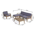 Christopher Knight Home Parma Patio Acacia Wood Slat Design 5 Seater Upholstered Seating Set with Coffee Table