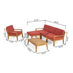 Christopher Knight Home Parma Patio Acacia Wood Slat Design 5 Seater Upholstered Seating Set with Coffee Table