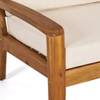 Christopher Knight Home Parma Patio Acacia Wood Slat Design 5 Seater Upholstered Seating Set with Coffee Table