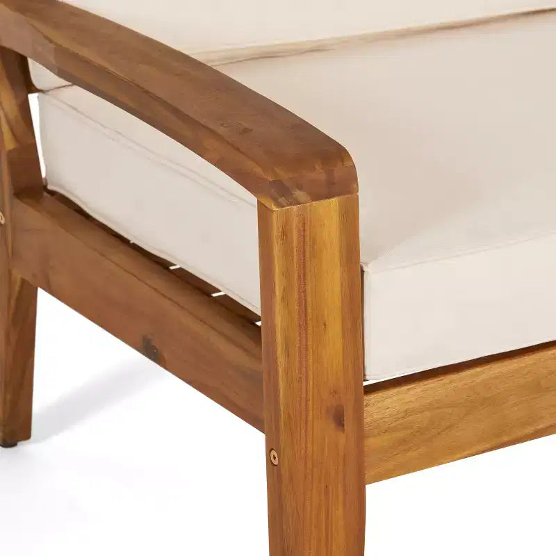 Christopher Knight Home Parma Patio Acacia Wood Slat Design 5 Seater Upholstered Seating Set with Coffee Table