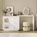 Extendable Corner Makeup Vanity Desk with 3 Drawers and 2 Doors