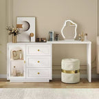 Uitschuifbare hoek make-up kaptafel met 3 lades en 2 deuren