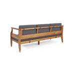 Christopher Knight Home Sloane Outdoor Acacia Wood 3 Seater Sofa Chat Set with Ottoman, Teak and Dark Gray