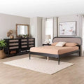 Baxton Studio Shirin Mid-Century Beige Fabric and Black Wood Queen 4-Piece Bedroom Set