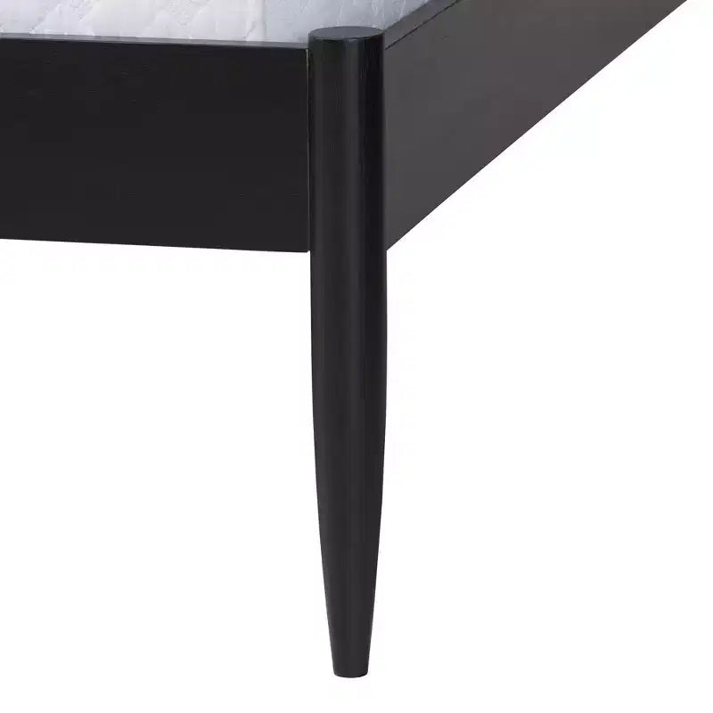 Baxton Studio Shirin Mid-Century Beige Fabric and Black Wood Queen 4-Piece Bedroom Set
