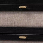 Baxton Studio Shirin Mid-Century Beige Fabric and Black Wood Queen 4-Piece Bedroom Set