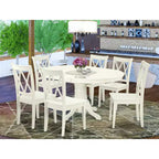 HomeStock 7 Piece Dining Table Set Linen White Oval Table & 6 Chairs Modern Style