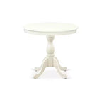 HomeStock ronde eettafelset met linnenwitte kolompoot en 4 stoelen