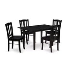 HomeStock 5-delige keukentafelset, zwarte eettafel en stoelen