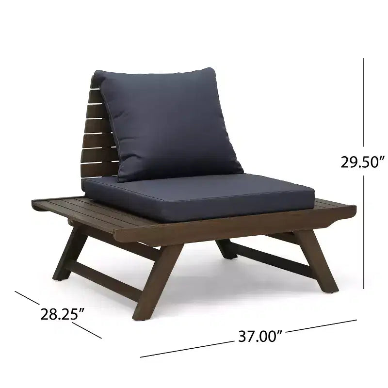 Christopher Knight Home Sedona Outdoor Acacia Wood 6 Seater Chat Set and Side Table with Cushions