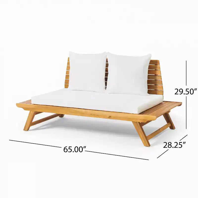 Christopher Knight Home Sedona Outdoor Acacia Wood 6 Seater Chat Set and Side Table with Cushions