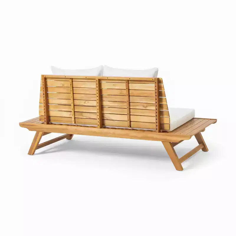 Christopher Knight Home Sedona Outdoor Acacia Wood 6 Seater Chat Set and Side Table with Cushions