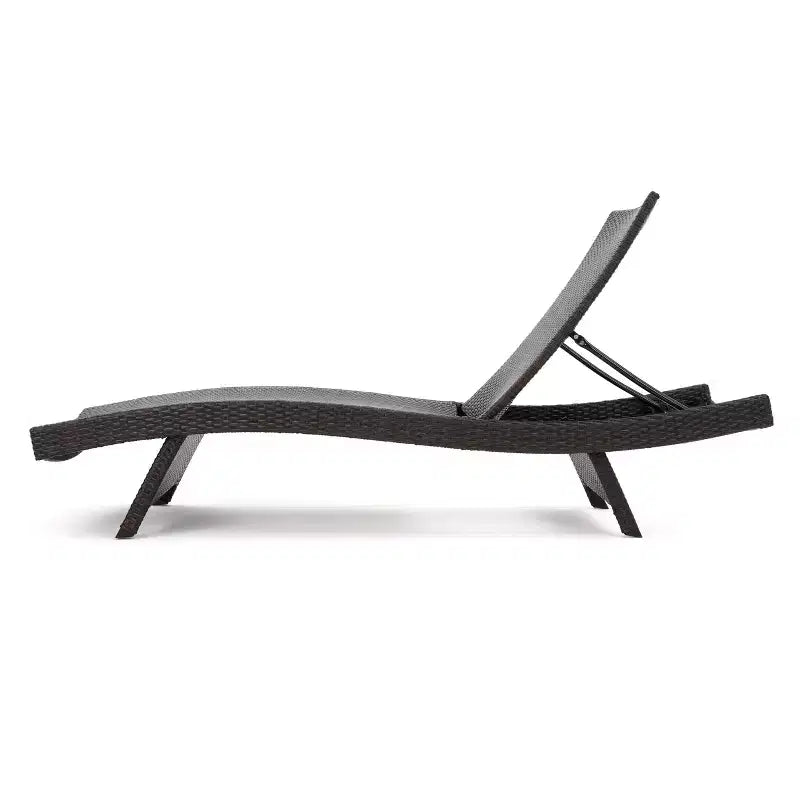GDFStudio Olivia Outdoor Wicker 3 Piece Armless Adjustable Chaise Lounge Chat Set
