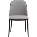 LeisureMod Verve 5-delige eetset - ronde tafel met MDF-blad van 36, 4 leren eetkamerstoelen