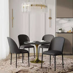 LeisureMod Verve 5-delige eetset - ronde tafel met MDF-blad van 36, 4 leren eetkamerstoelen