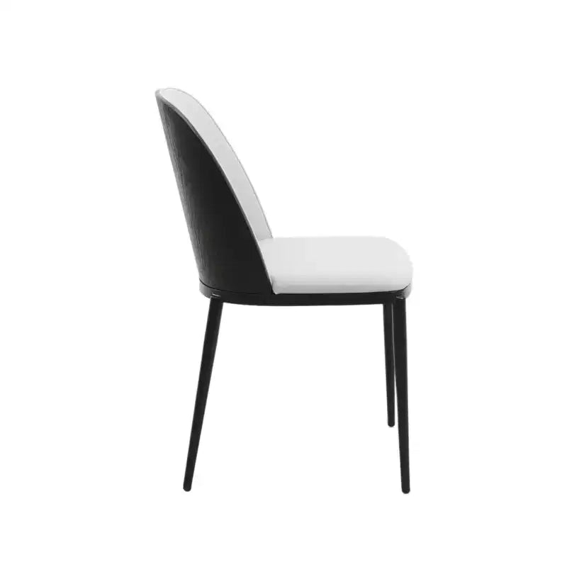 LeisureMod Verve 5-delige eetset - ronde tafel met MDF-blad van 36, 4 leren eetkamerstoelen