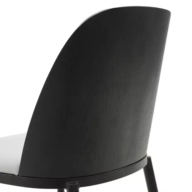LeisureMod Verve 5-delige eetset - ronde tafel met MDF-blad van 36, 4 leren eetkamerstoelen