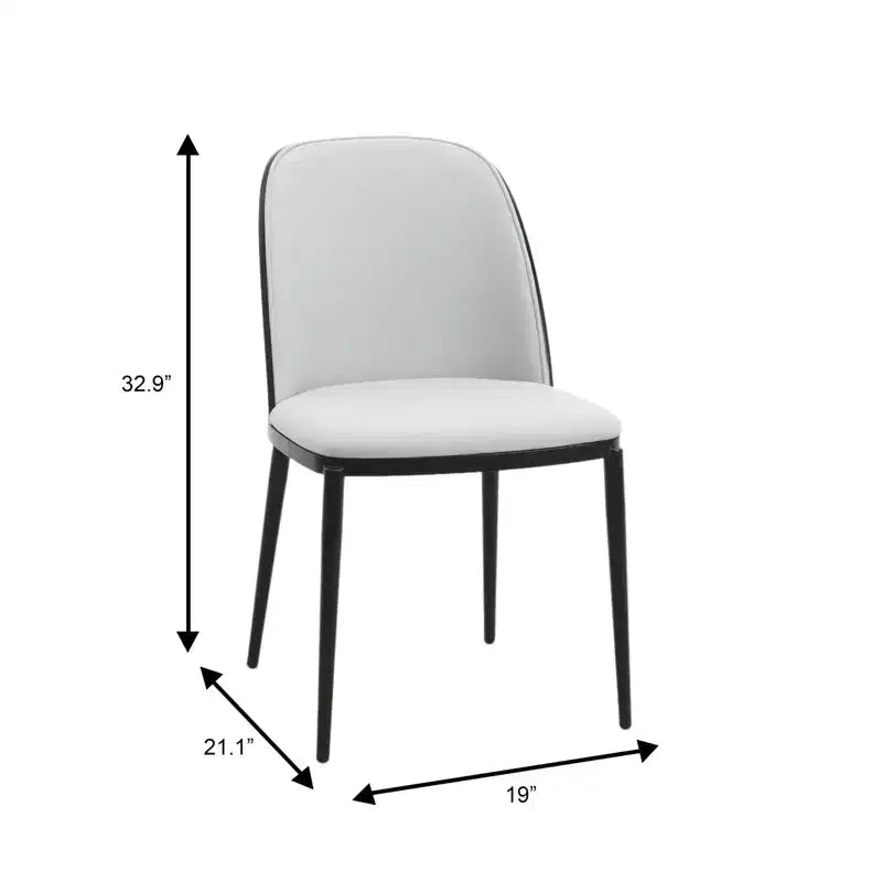 LeisureMod Verve 5-delige eetset - ronde tafel met MDF-blad van 36, 4 leren eetkamerstoelen