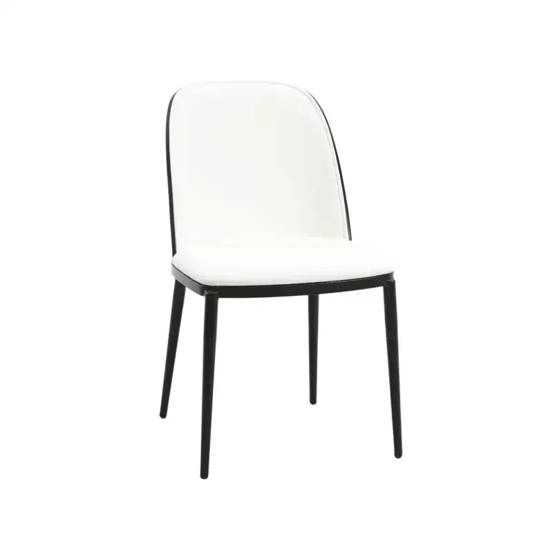 LeisureMod Verve 5-delige eetset - ronde tafel met MDF-blad van 36, 4 leren eetkamerstoelen