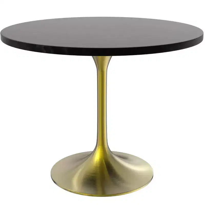 LeisureMod Verve 5-delige eetset - ronde tafel met MDF-blad van 36, 4 leren eetkamerstoelen