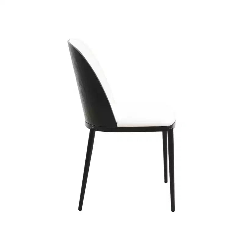 LeisureMod Verve 5-delige eetset - ronde tafel met MDF-blad van 36, 4 leren eetkamerstoelen