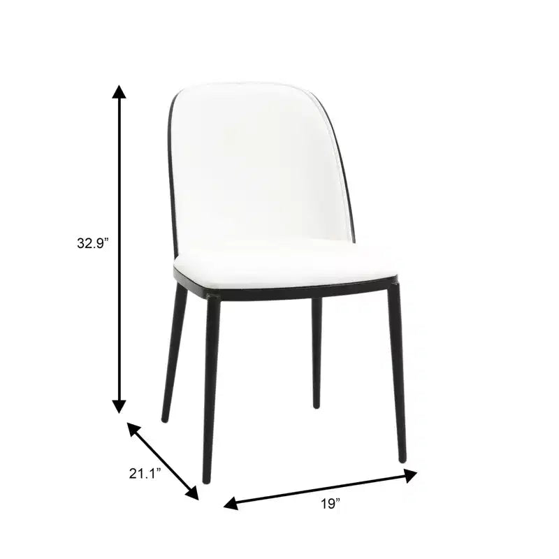 LeisureMod Verve 5-delige eetset - ronde tafel met MDF-blad van 36, 4 leren eetkamerstoelen