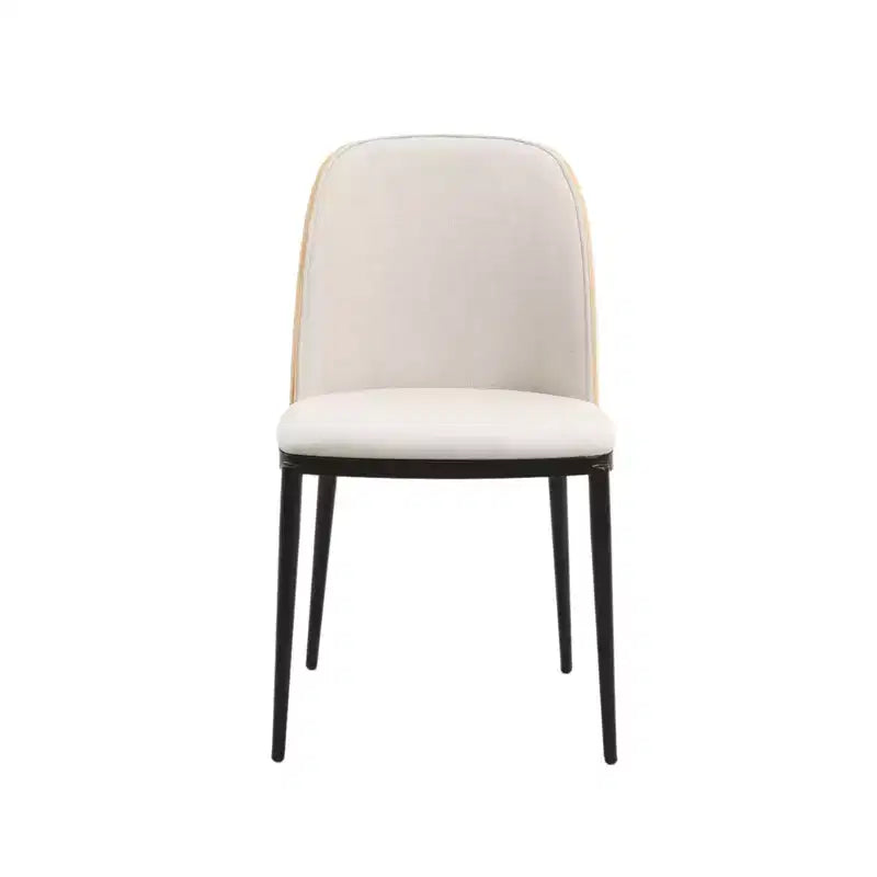 LeisureMod Verve 5-delige eetset - ronde tafel met MDF-blad van 36, 4 leren eetkamerstoelen