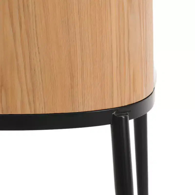 LeisureMod Verve 5-delige eetset - ronde tafel met MDF-blad van 36, 4 leren eetkamerstoelen