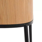LeisureMod Verve 5-delige eetset - ronde tafel met MDF-blad van 36, 4 leren eetkamerstoelen