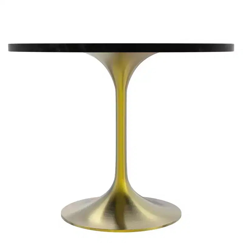 LeisureMod Verve 5-delige eetset - ronde tafel met MDF-blad van 36, 4 leren eetkamerstoelen