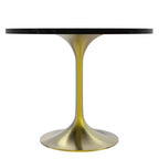 LeisureMod Verve 5-delige eetset - ronde tafel met MDF-blad van 36, 4 leren eetkamerstoelen
