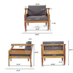 Christopher Knight Home Aston Acacia Wood Outdoor 5 Seater Sectional Chat Set with Club Chair, Teak and Dark Gray