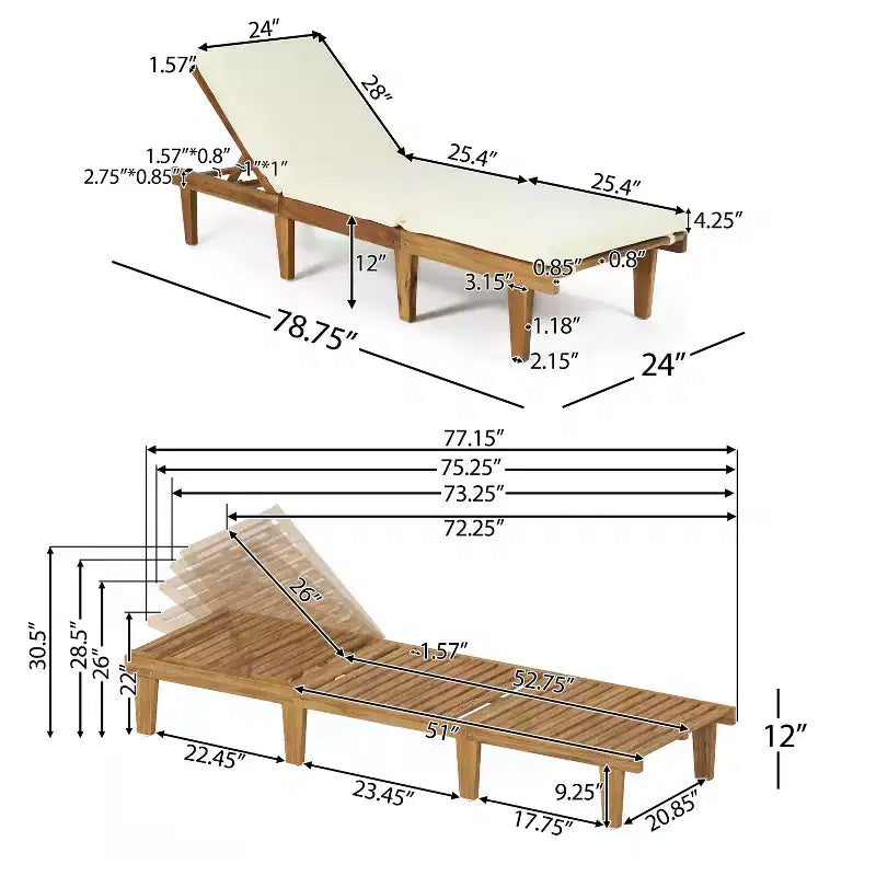 Christopher Knight Home Alisa Outdoor Acacia Wood 3 Piece Adjustable Armless Chaise Lounge Chat Set with Cushions
