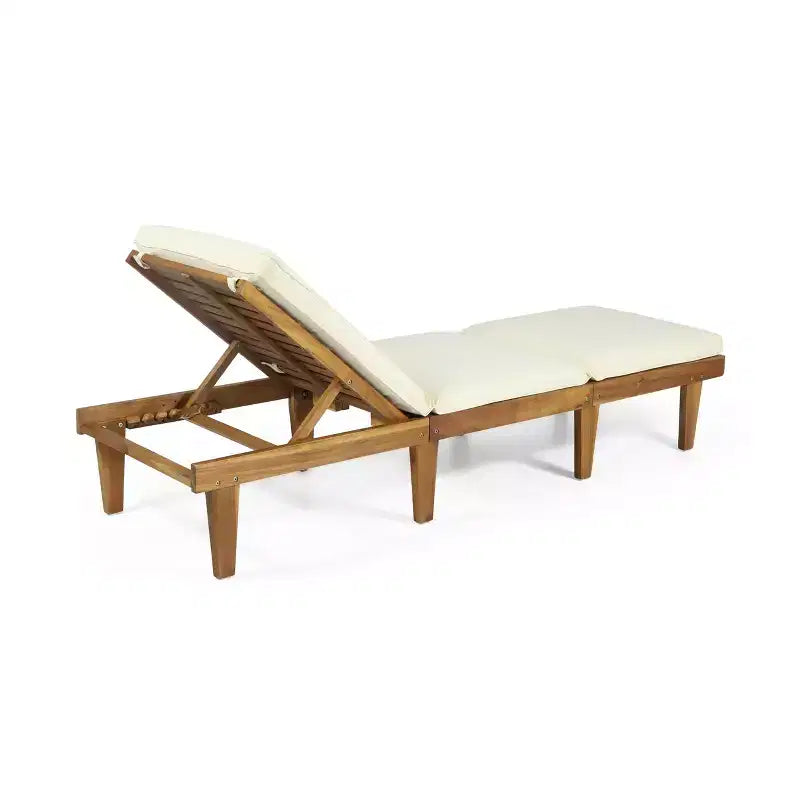 Christopher Knight Home Alisa Outdoor Acacia Wood 3 Piece Adjustable Armless Chaise Lounge Chat Set with Cushions