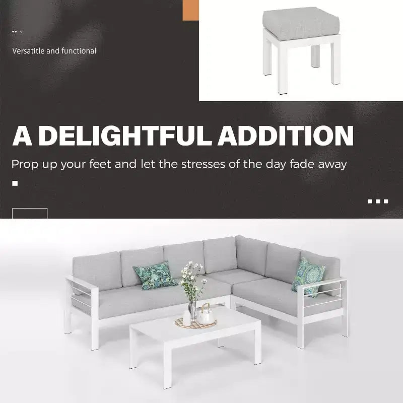 Heynemo aluminium tuinmeubelset met salontafel, moderne outdoorbank met waterafstotend kussen voor balkon en achtertuin