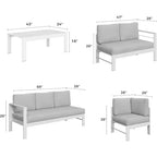 Heynemo aluminium tuinmeubelset met salontafel, moderne outdoorbank met waterafstotend kussen voor balkon en achtertuin